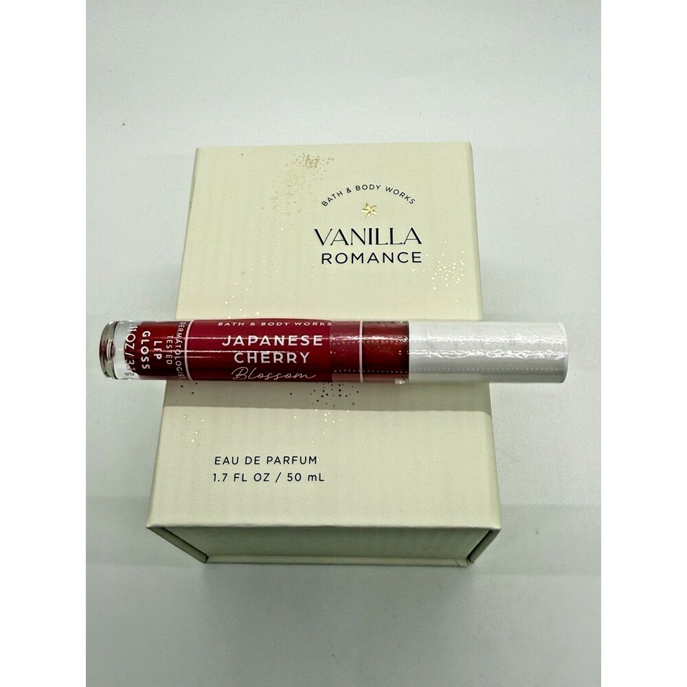 Bath & Body Works Vanilla Romance EDP 1.7 oz + Japanese Cherry Lip Gloss Set New - Picture 2 of 9